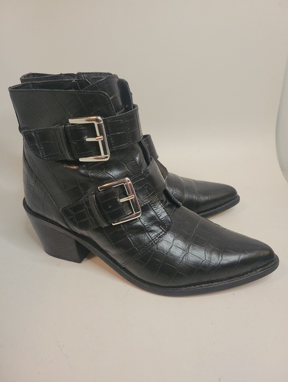 Kurt Geiger London Denny Crocodile-Embossed Leather Ankle Boots
